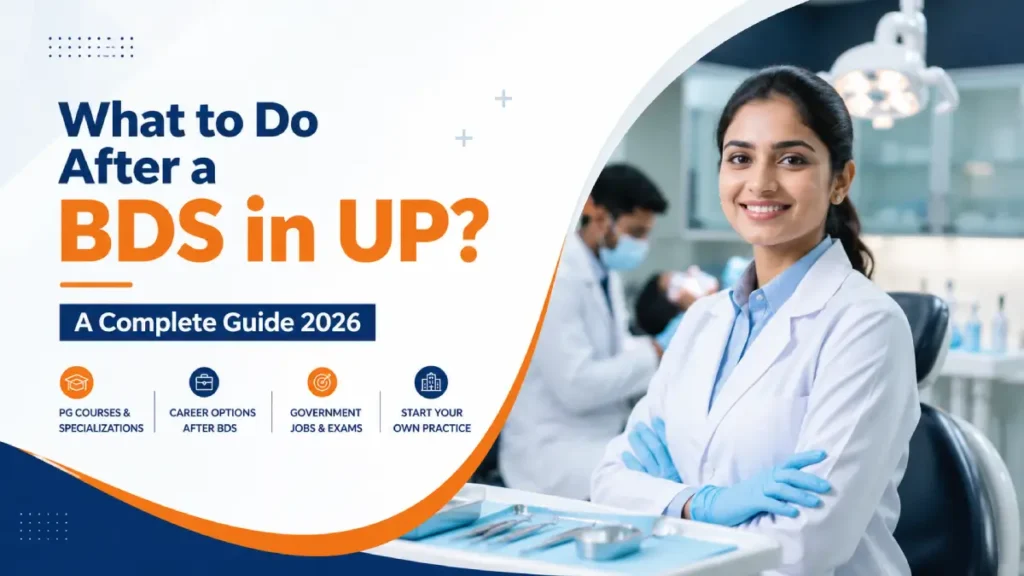 BDS graduate at a dental colleges in UP reviewing career options in a modern dental hospital